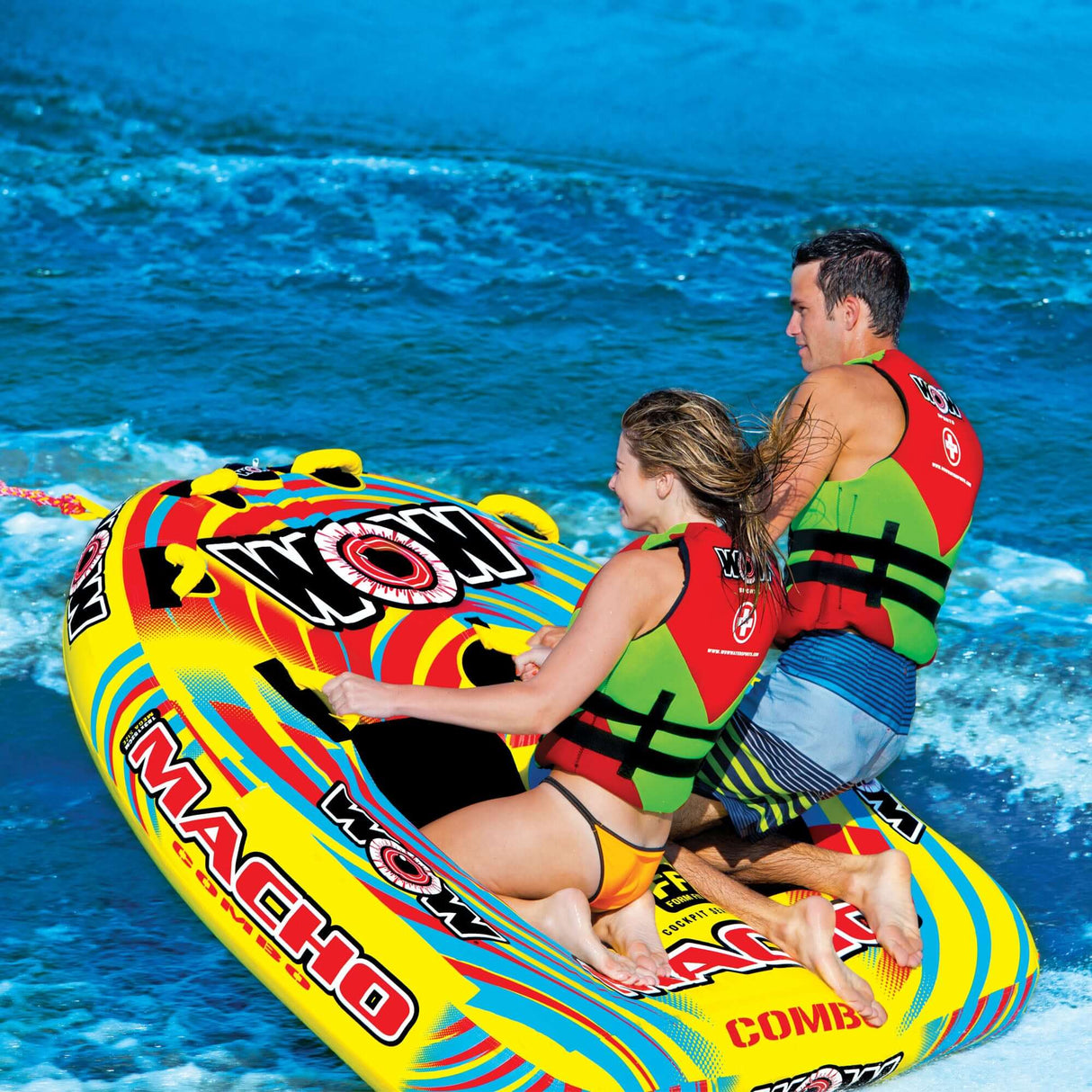 WOW Sports Macho 1-3 Person Towable Water Tube For Pool and Lake (16-1030) by Jupiter Gear