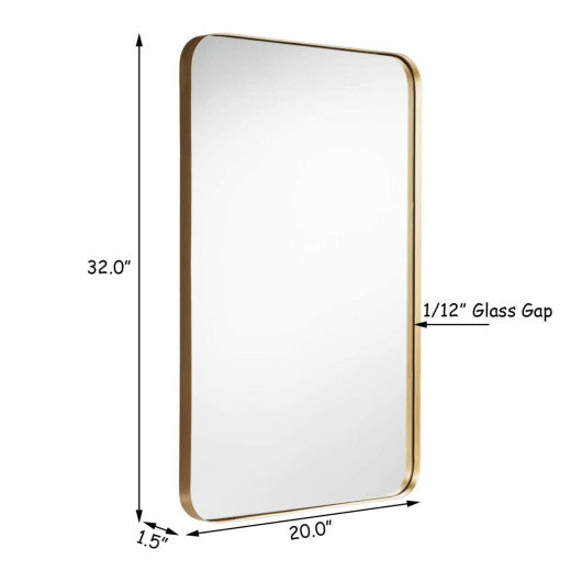 32" x 20" Metal Frame Wall-Mounted Rectangle Mirror-Golden