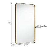 32" x 20" Metal Frame Wall-Mounted Rectangle Mirror-Golden