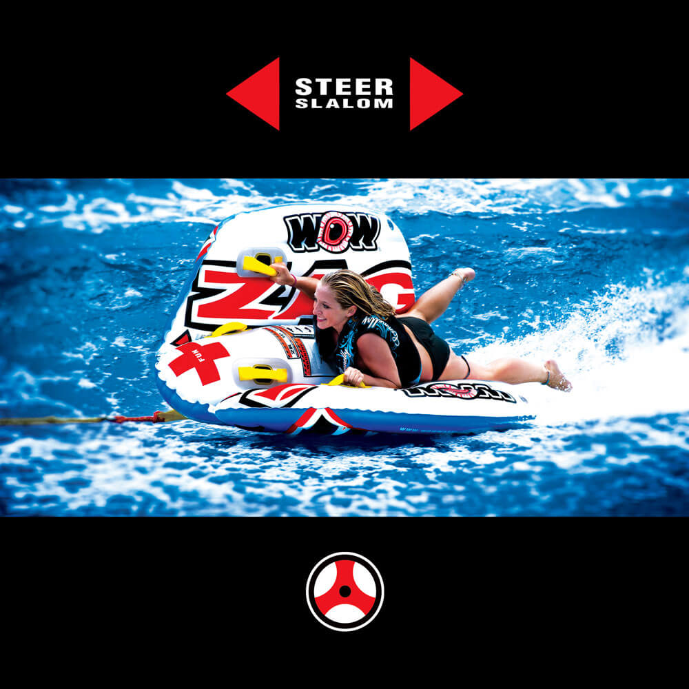 WOW Sports Zig Zag 1 Person Steerable and Towable Water Tube For Pool and Lake by Jupiter Gear