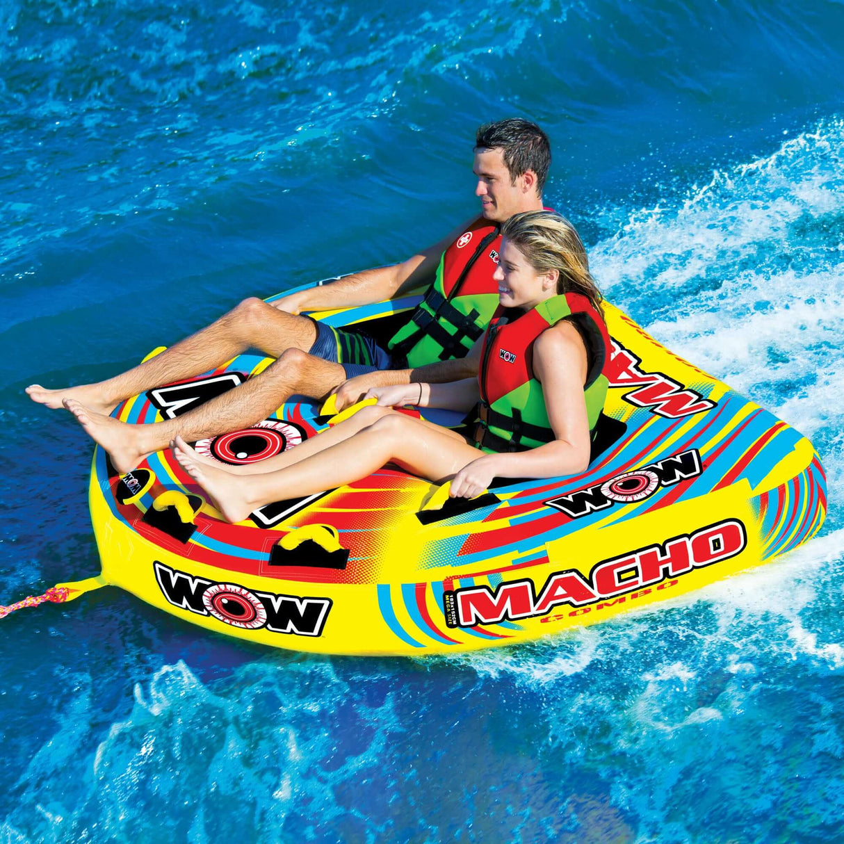 WOW Sports Macho 1-3 Person Towable Water Tube For Pool and Lake (16-1030) by Jupiter Gear