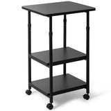 3-tier Adjustable Printer Stand with 360° Swivel Casters-Black