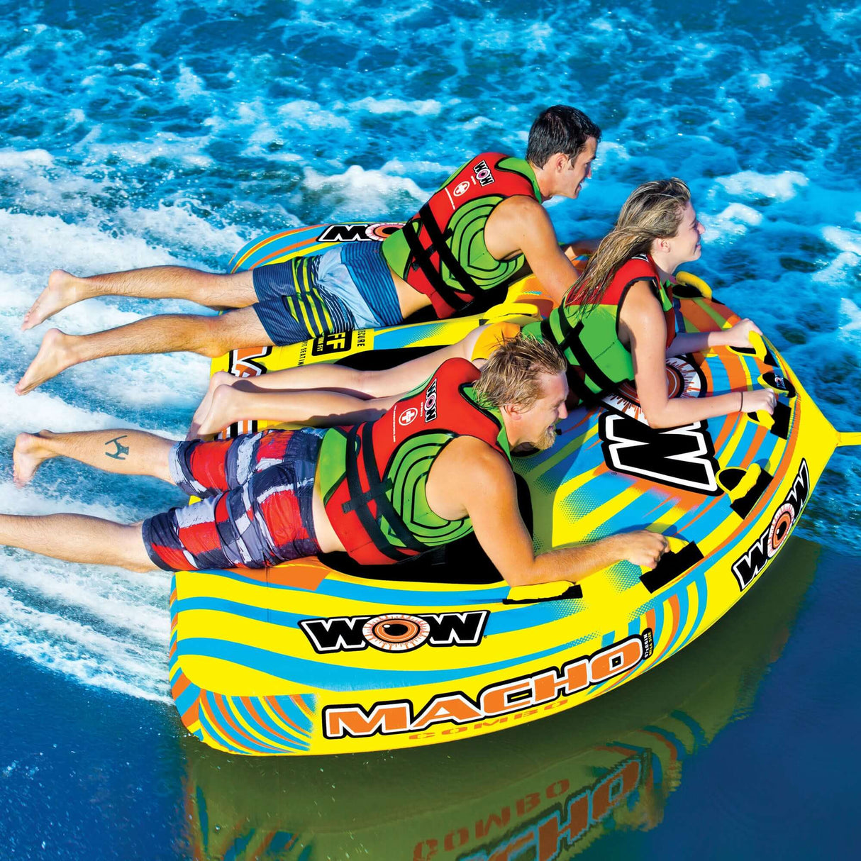 WOW Sports Macho 1-3 Person Towable Water Tube For Pool and Lake (16-1030) by Jupiter Gear