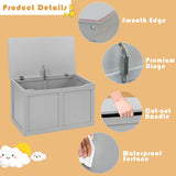 Safety Hinge Wooden Chest Organizer Toy Storage Box-Gray