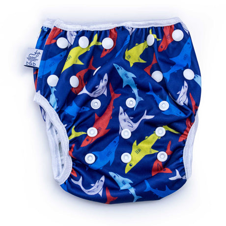 Sharks Nageuret Reusable Swim Diaper, Adjustable 0-3 Years or 2-5 Years by Beau & Belle Littles