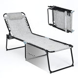 Foldable Recline Lounge Chair with Adjustable Backrest and Footrest-Gray