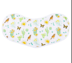 Gift Set: Cactus Blossom Baby Muslin Swaddle Blanket and Burp/Bib Combo by Little Hometown