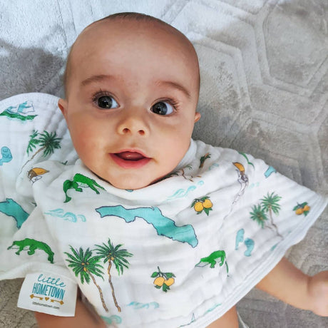 Gift Set: Florida Baby Muslin Swaddle Blanket and Burp Cloth/Bib Combo by Little Hometown