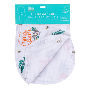 Gift Set: Georgia Girl Muslin Swaddle Blanket and Burp Cloth/Bib Combo by Little Hometown