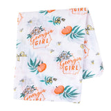 Gift Set: Georgia Girl Muslin Swaddle Blanket and Burp Cloth/Bib Combo by Little Hometown
