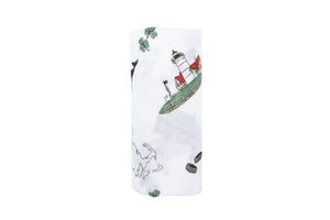 Gift Set: Massachusetts Baby Muslin Swaddle Blanket and Burp Cloth/Bib Combo by Little Hometown