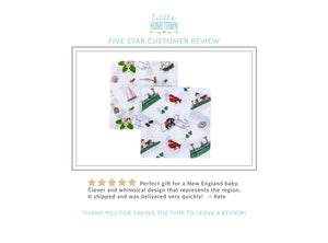 Gift Set: Massachusetts Girl Baby Muslin Swaddle Blanket and Burp Cloth/Bib Combo by Little Hometown