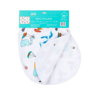 Gift Set: Michigan Baby Muslin Swaddle Blanket and Burp Cloth/Bib Combo by Little Hometown