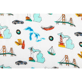Gift Set: Michigan Baby Muslin Swaddle Blanket and Burp Cloth/Bib Combo by Little Hometown