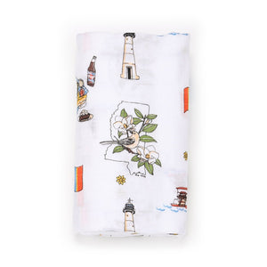 Gift Set: Mississippi Muslin Swaddle Baby Blanket and Burp Cloth/Bib Combo by Little Hometown