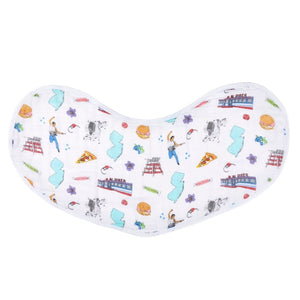 Gift Set: New Jersey Baby Muslin Swaddle Blanket and Burp Cloth/Bib Combo by Little Hometown