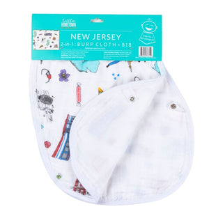 Gift Set: New Jersey Baby Muslin Swaddle Blanket and Burp Cloth/Bib Combo by Little Hometown