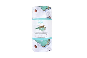 Gift Set: North Carolina Baby Muslin Swaddle Blanket and Burp Cloth/Bib Combo by Little Hometown