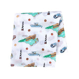 Gift Set: North Carolina Baby Muslin Swaddle Blanket and Burp Cloth/Bib Combo by Little Hometown