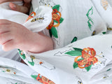 Gift Set: North Carolina Baby Muslin Swaddle Blanket and Burp Cloth/Bib Combo (Floral) by Little Hometown