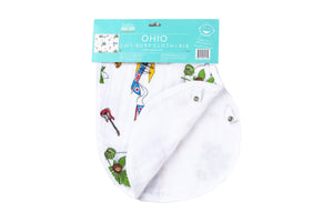 Gift Set: Ohio Baby Muslin Swaddle Receiving Blanket and Burp Cloth / Bib Combo by Little Hometown