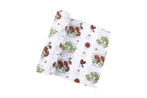 Gift Set: Ohio Baby Muslin Swaddle Receiving Blanket (Floral) and Burp/Bib Combo by Little Hometown