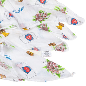 Gift Set: Pennsylvania Baby Muslin Swaddle Blanket and Burp Cloth/Bib Combo by Little Hometown