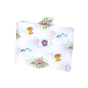 Gift Set: Pennsylvania Baby Muslin Swaddle Blanket and Burp Cloth/Bib Combo by Little Hometown