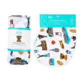 Gift Set: Philadelphia Baby Muslin Swaddle Blanket and Burp Cloth/Bib Combo by Little Hometown