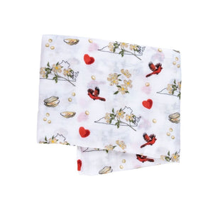 Gift Set: Virginia Baby Muslin Swaddle Blanket and Burp Cloth/Bib Combo (Floral) by Little Hometown