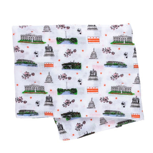 Gift Set: Washington D.C. Baby Muslin Swaddle Blanket and Burp Cloth/Bib Combo by Little Hometown