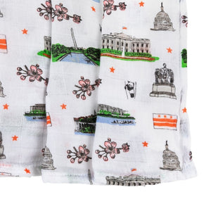 Gift Set: Washington D.C. Baby Muslin Swaddle Blanket and Burp Cloth/Bib Combo by Little Hometown