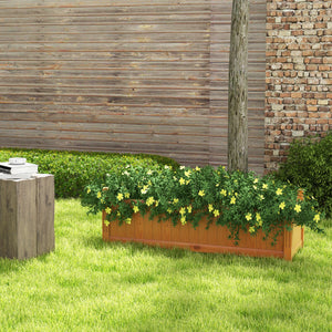 Wooden Rectangular Garden Bed with Drainage System-Natural