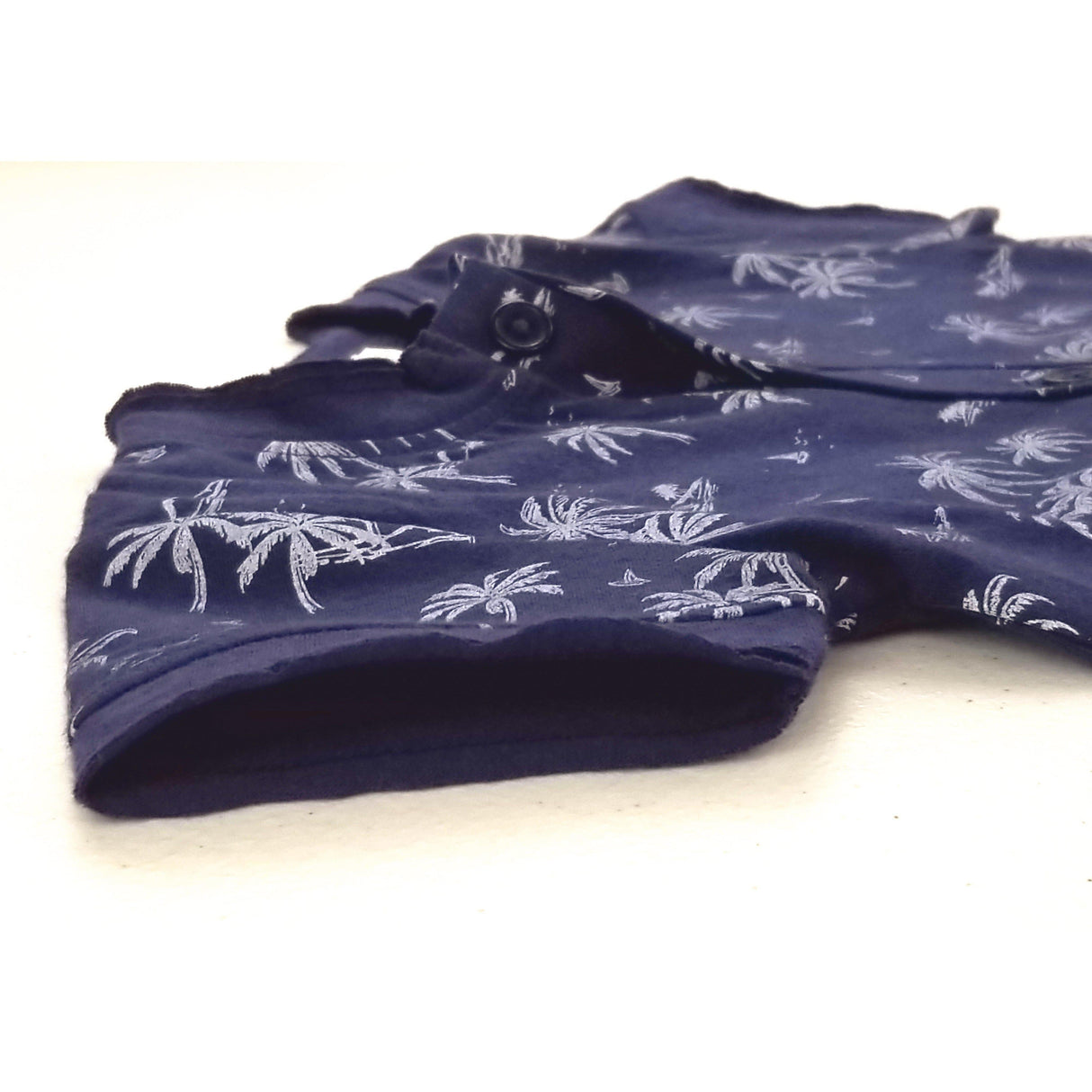 Henley Romper - Vintage Hawaii - White on Indigo  100% Pima Cotton by Feather Baby