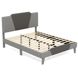 Full/Queen/Twin Velvet Upholstered Bed Frame with High Headboard-Full Size