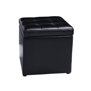 Foldable Cube Ottoman Pouffe Storage Seat-Black
