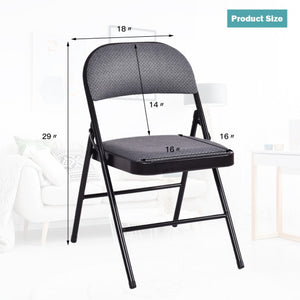 4 Pieces Fabric Upholstered Padded Seat Folding Chairs Seet