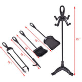5 Pieces Rustic Heavy Duty Compact Wrought Iron Fireplace Tools Set