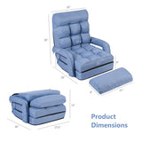 Folding Lazy Floor Chair Sofa with Armrests and Pillow-Blue