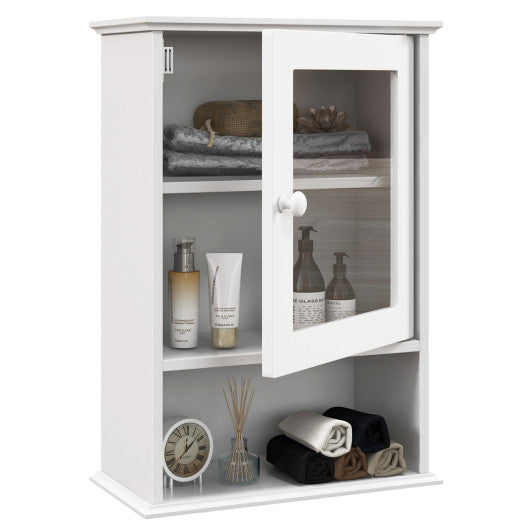 Bathroom Wall Mounted Adjustable Hanging Storage Medicine Cabinet-White