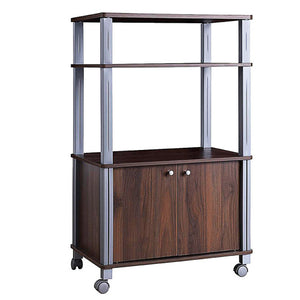 Microwave Rack Stand Rolling Storage Cart-Walnut