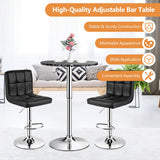 360° Swivel Cocktail Pub Table with Sliver Leg and Base-Black