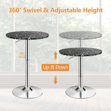 360° Swivel Cocktail Pub Table with Sliver Leg and Base-Black