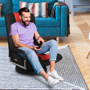 360-Degree Swivel Gaming Floor Chair with Foldable Adjustable Backrest-Red