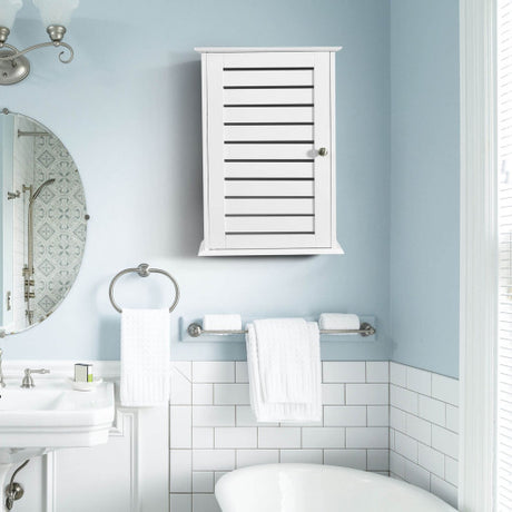 Wall Mount Medicine Cabinet Multifunction Storage Organizer-White