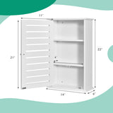 Wall Mount Medicine Cabinet Multifunction Storage Organizer-White