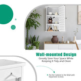 Wall Mount Medicine Cabinet Multifunction Storage Organizer-White
