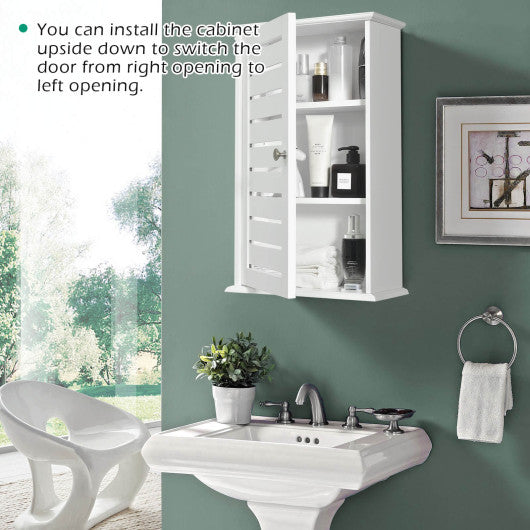 Wall Mount Medicine Cabinet Multifunction Storage Organizer-White