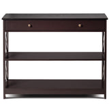 Console Table 3-Tier with Drawer and Storage Shelves-Espresso