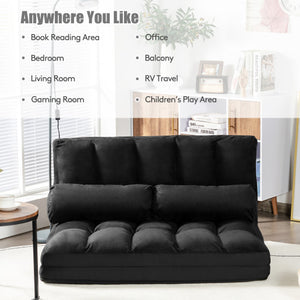 6-Position Foldable Floor Sofa Bed with Detachable Cloth Cover-Black